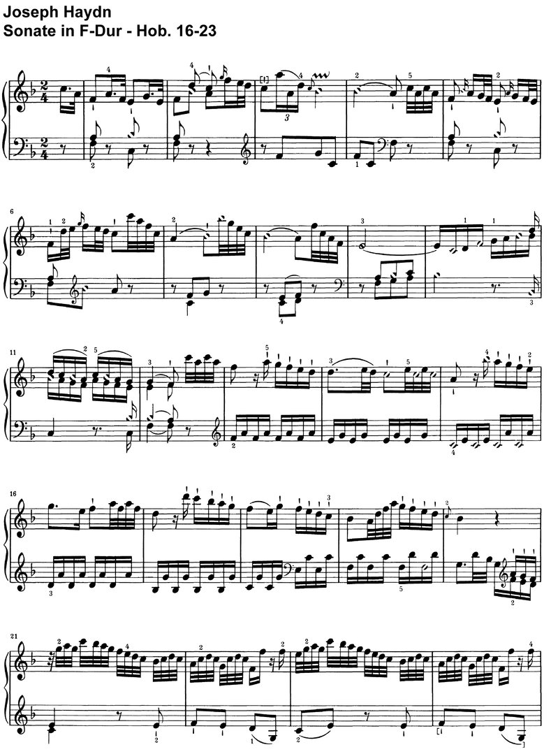 Haydn - Sonate F-Dur - Hob 16-23 - 12 Seiten