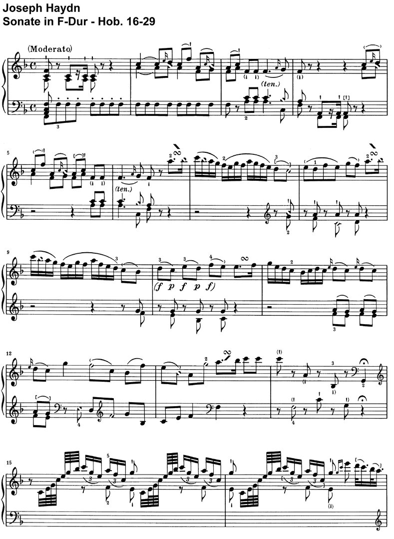 Haydn - Sonate F-Dur - Hob 16-29 - 14 Seiten