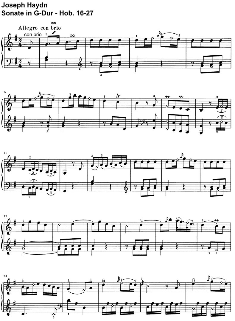 Haydn - Sonate G-Dur - Hob 16-27 - 10 Seiten