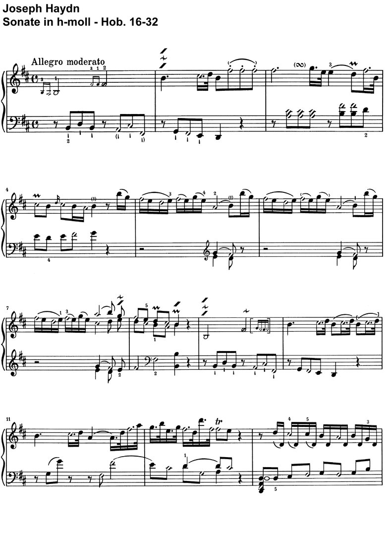 Haydn - Sonate h-moll - Hob 16-32 - 10 Seiten