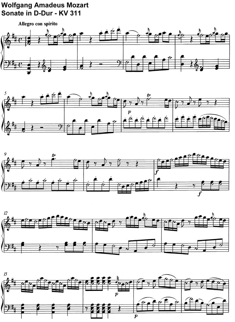 Mozart - Sonate D-Dur - KV 311 - 21 Seiten