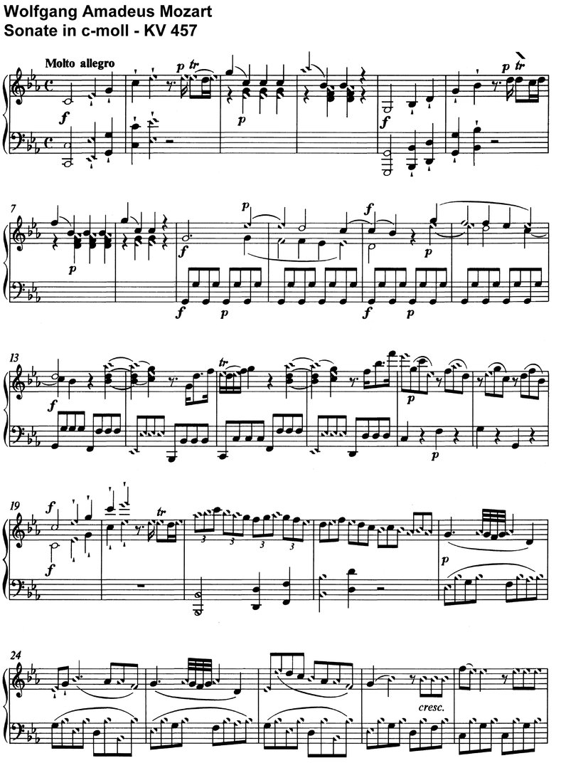 Mozart - Sonate c-moll - KV 457 - 20 Seiten
