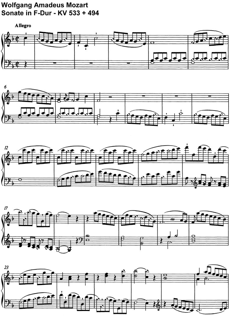 Mozart - Sonate F-Dur - KV 533+494 - 21 Seiten