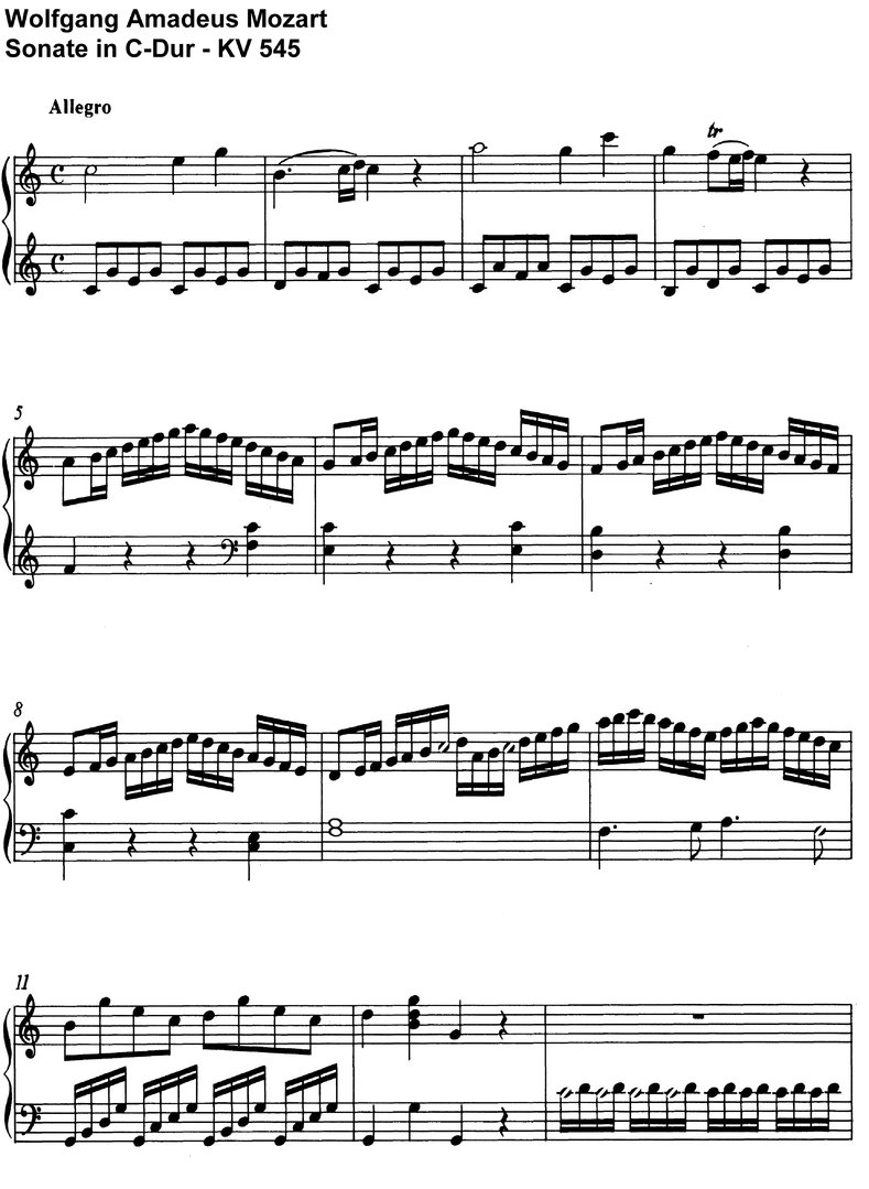 Mozart - Sonate C-Dur - KV 545 - 12 Seiten