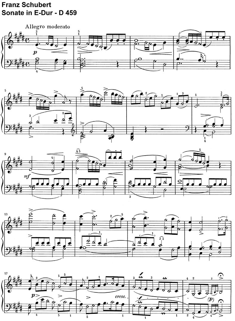 Schubert - Sonate E-Dur D 459 - 27 Seiten