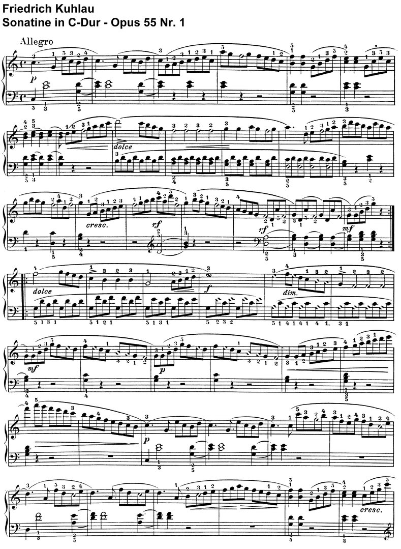 Kuhlau - Sonatine C-Dur - Opus 55 Nr 1 - 3 Seiten