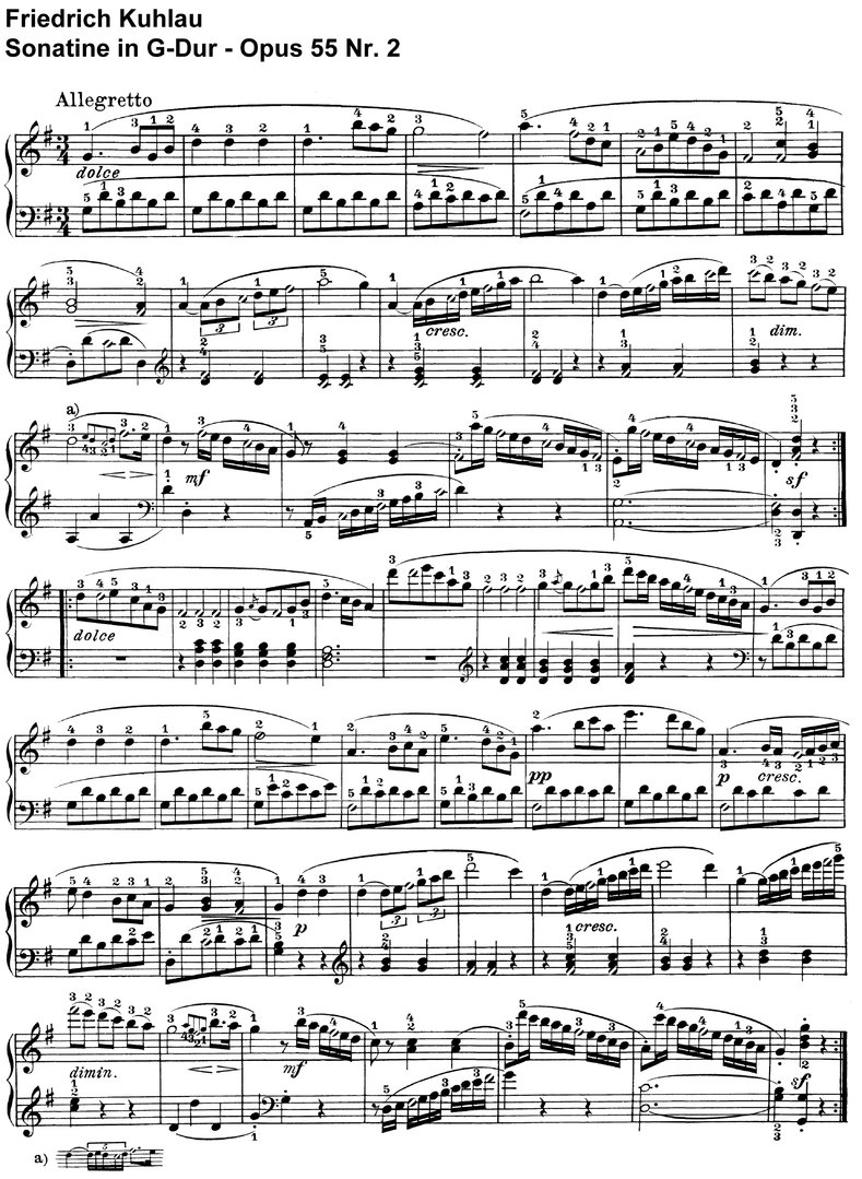 Kuhlau - Sonatine G-Dur - Opus 55 Nr 2 - 4 Seiten