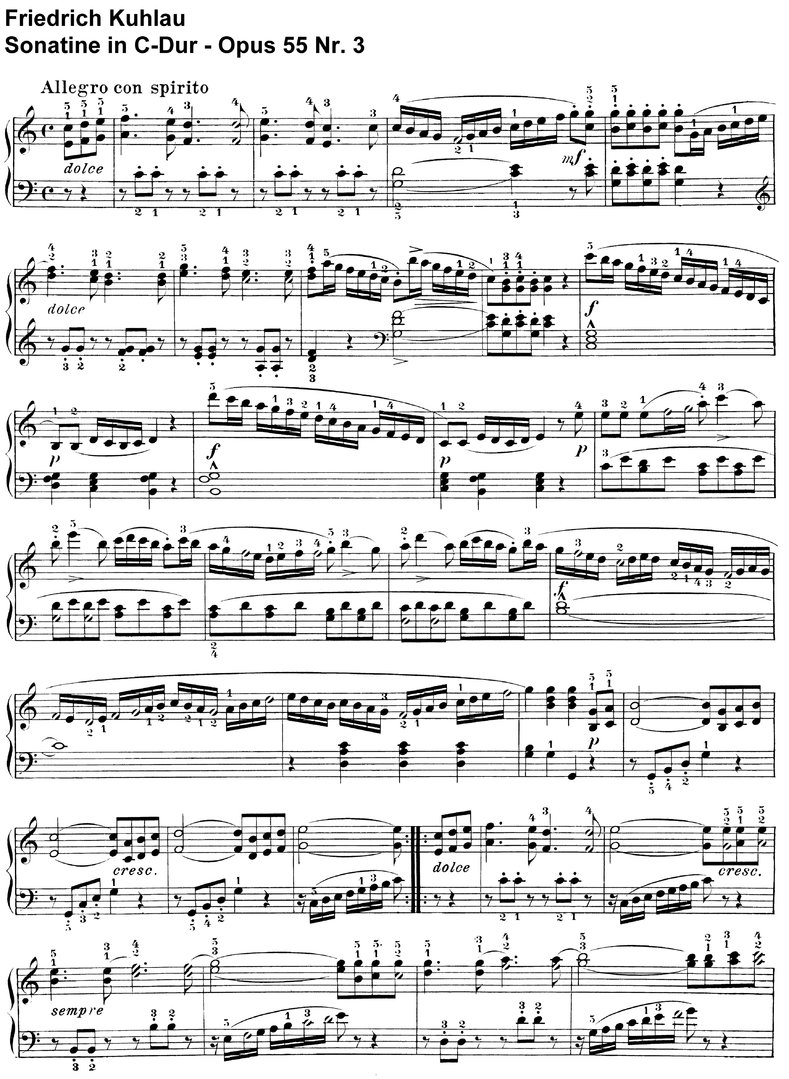Kuhlau - Sonatine C-Dur - Opus 55 Nr 3 - 4 Seiten
