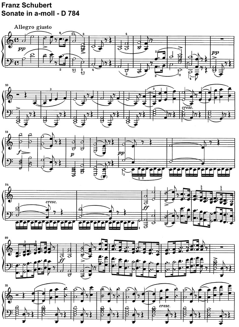 Schubert - Sonate a-moll - D 784 - 17 Seiten