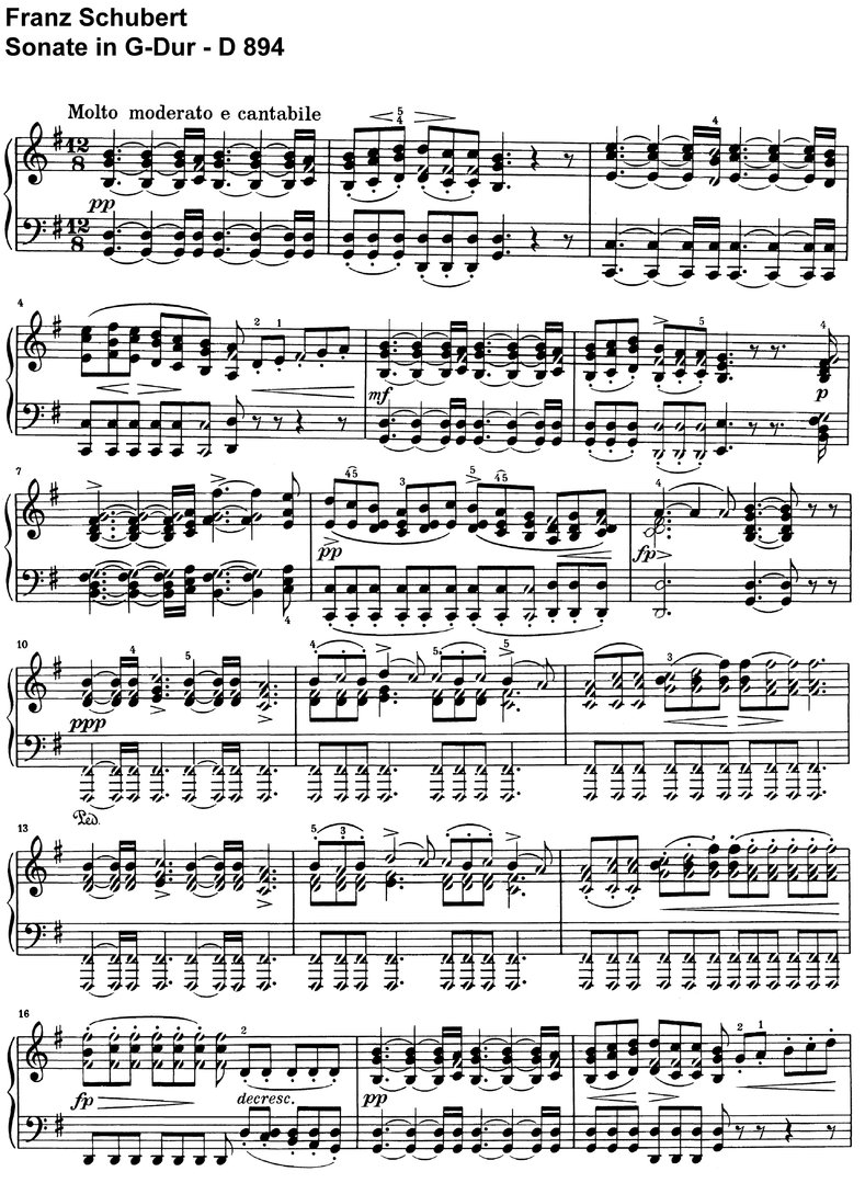 Schubert - Sonate G-Dur - D 894 - 30 Seiten