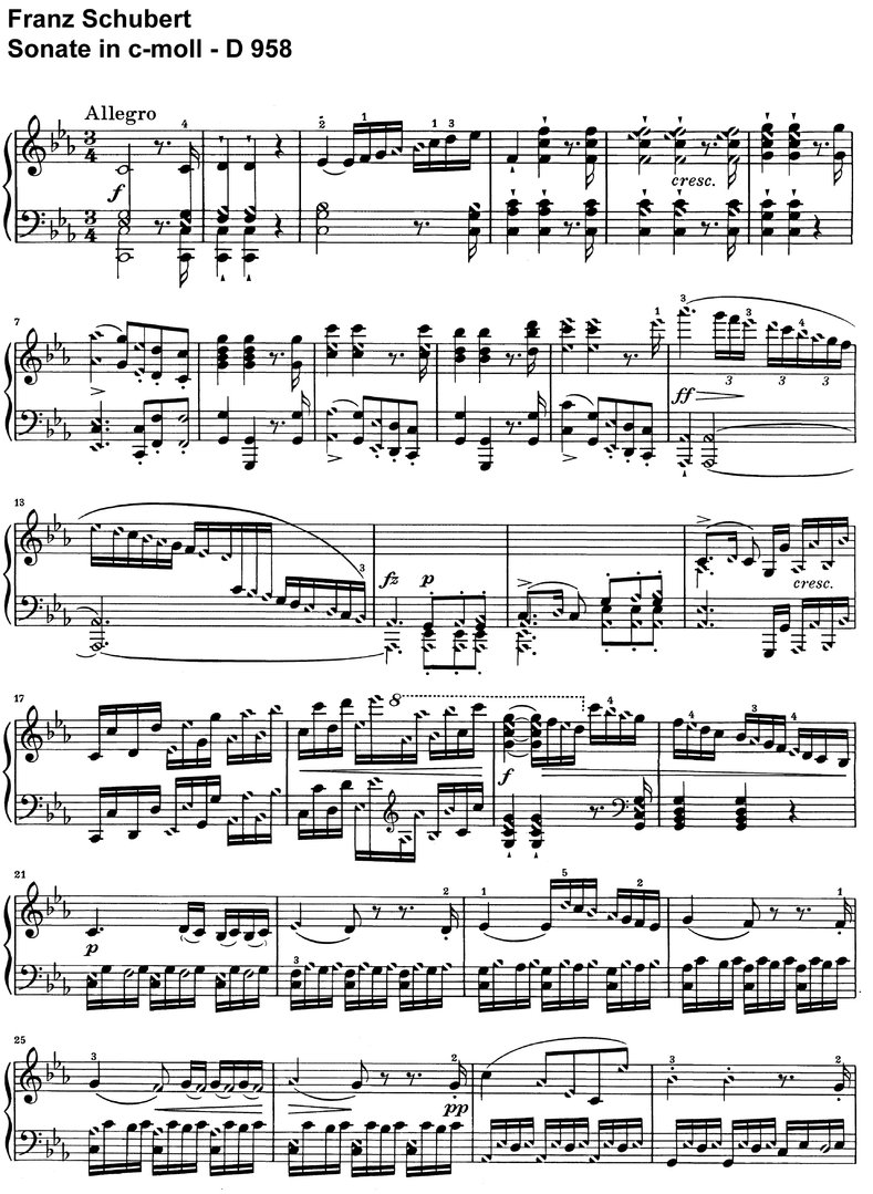 Schubert - Sonate c-moll - D 958 - 30 Seiten
