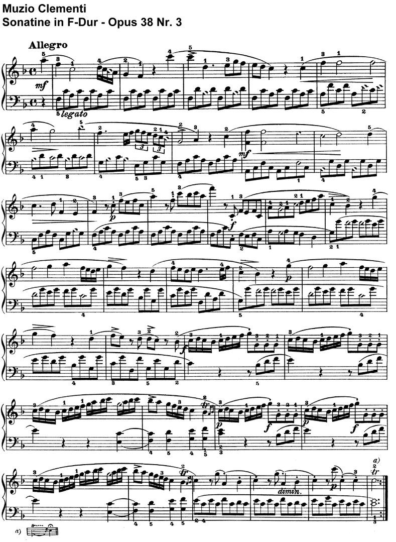 Clementi - Sonatine Opus 38 Nr 3 in F-Dur