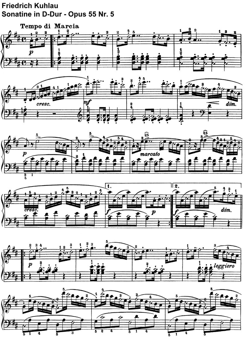 Kuhlau - Sonatine D-Dur - Opus 55 Nr 5 - 5 Seiten