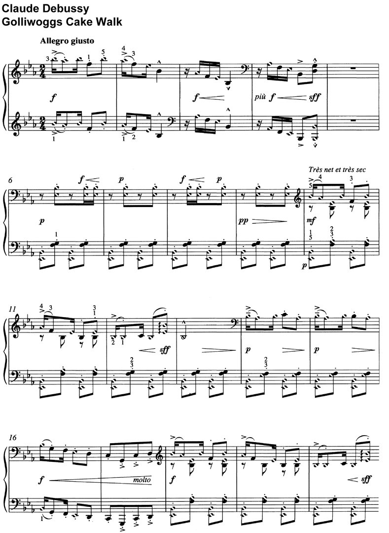 Debussy - Golliwoggs Cake Walk - 5 Pages