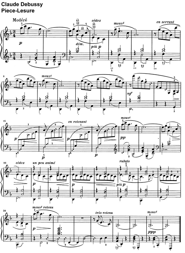 Debussy - Piece-Lesure - Nr 133 - 1 Page