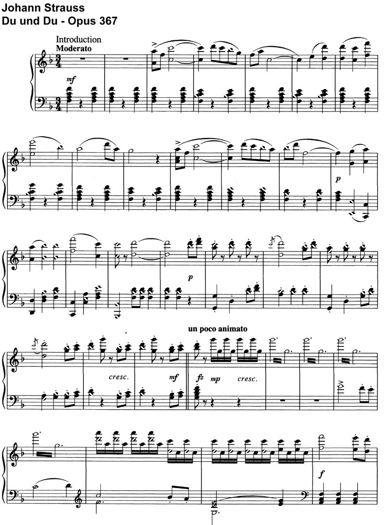 Strauss, Johann - Du und Du - Opus 367 - 9 Seiten