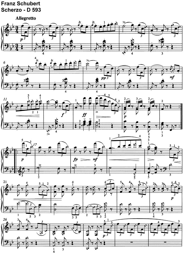 Schubert - Scherzo - D 593 - 3 Seiten