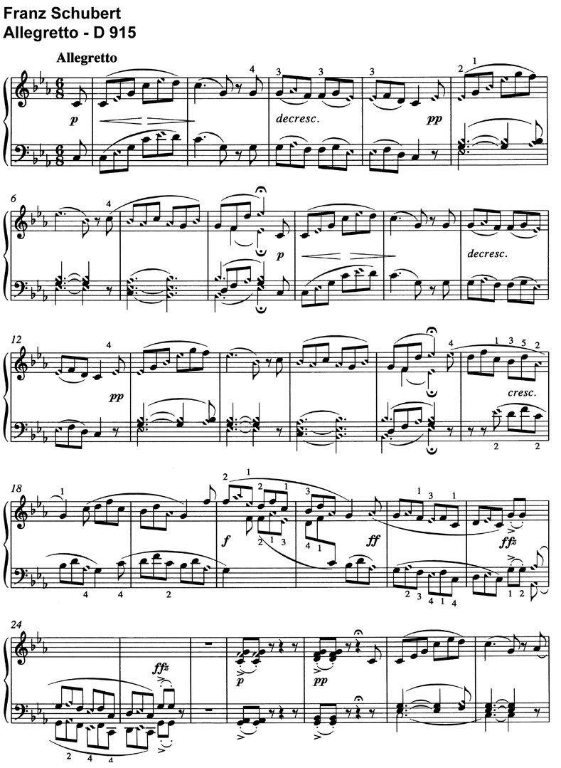 Schubert - Allegretto D 915 - 4 Pages