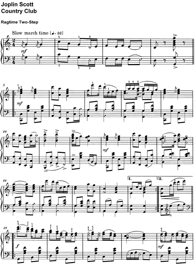 Scott, Joplin - Country Club - piano sheet music