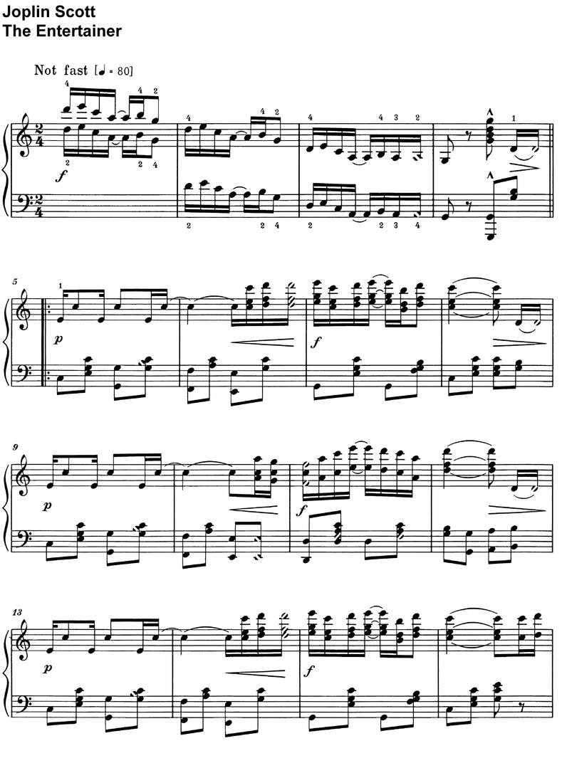 Scott, Joplin - The Entertainer - Klaviernoten