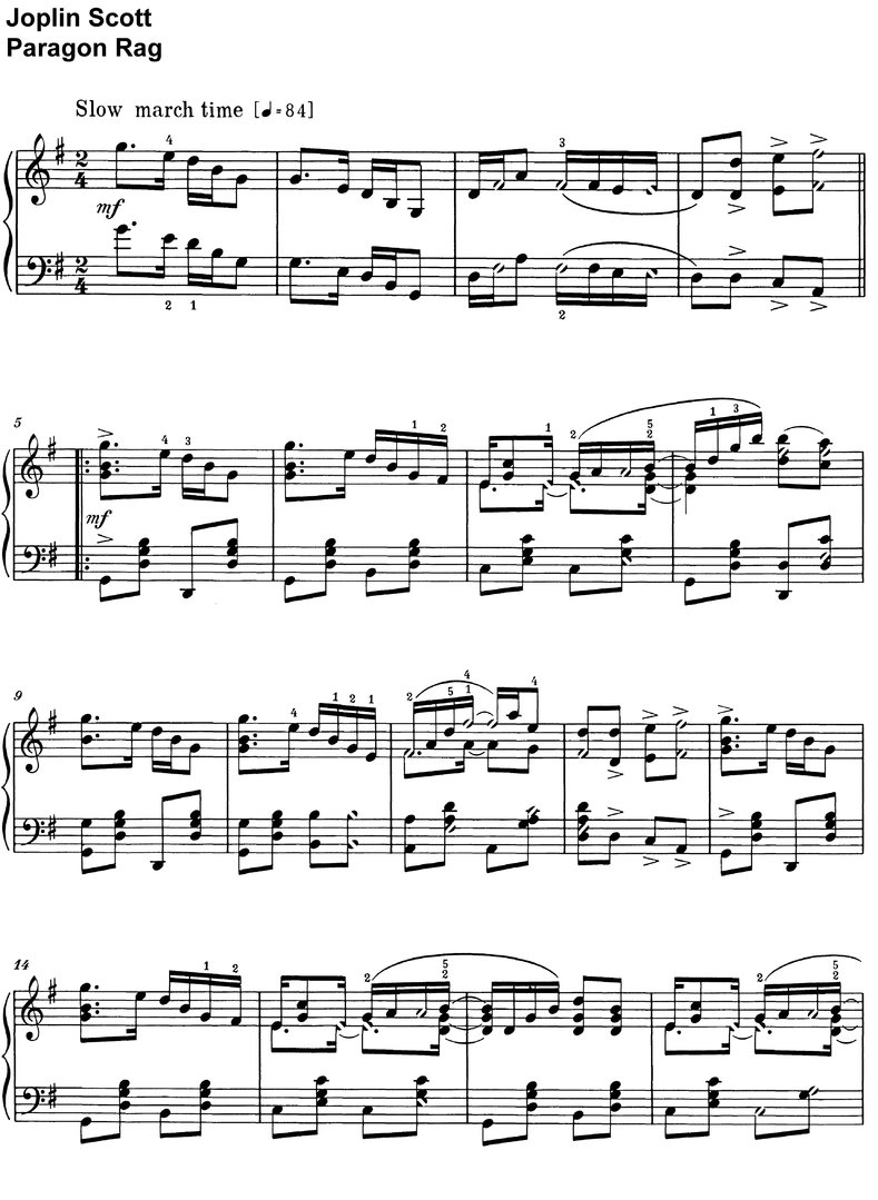 Scott, Joplin - Paragon Rag - Klaviernoten