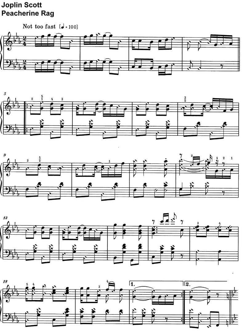 Scott, Joplin - Peacherine Rag - Klaviernoten