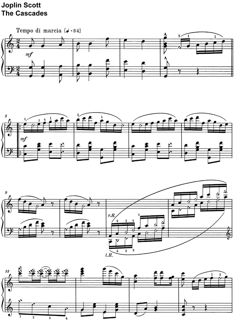 Scott, Joplin - The Cascades - piano sheet music