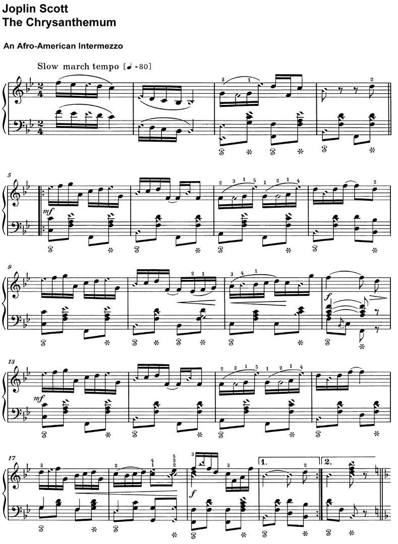 Scott, Joplin - The Chrysanthemum - Klaviernoten