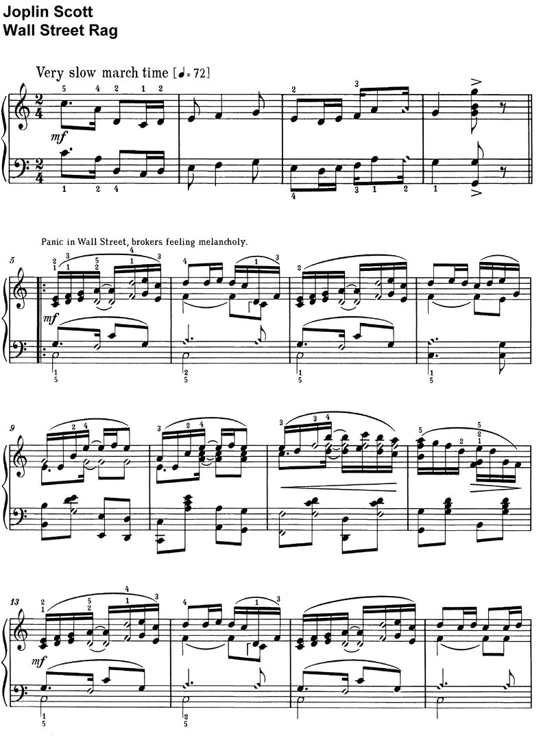 Scott, Joplin - Wall Street Rag - piano sheet music