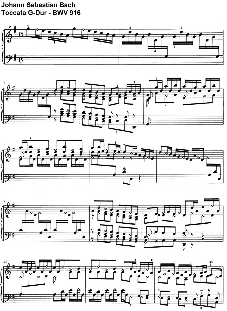 Bach, J S - Toccata G-Dur BWV 916 - 10 Seiten