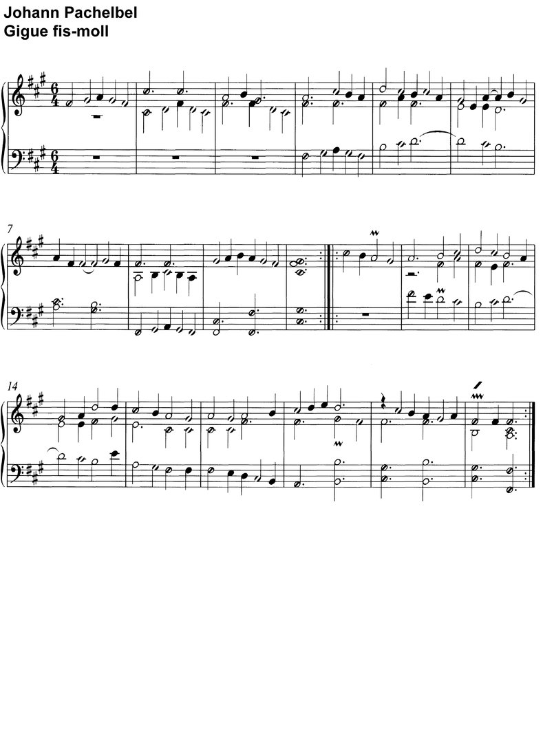 Pachelbel, Johann - Gigue - fis-moll - 1 Seite