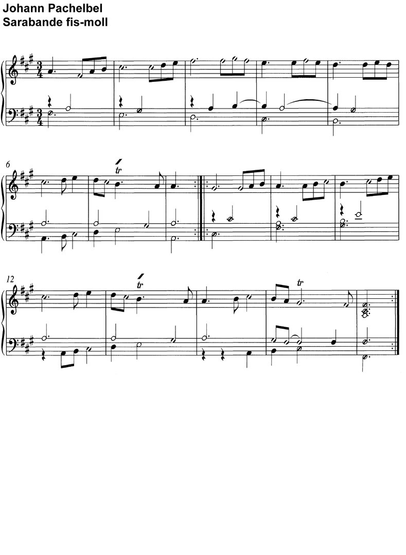 Pachelbel - Sarabande fis-moll - 1 Seite