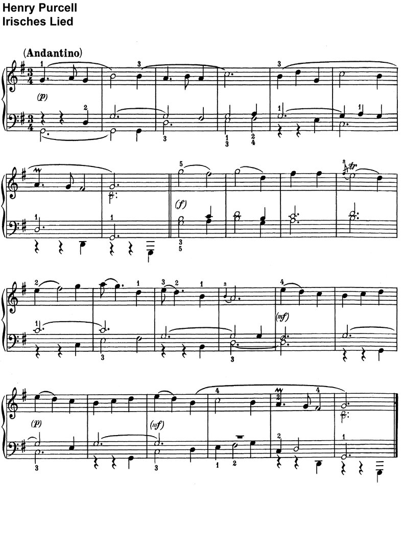 Purcell, Henry - Irisches Lied - 1 Seite