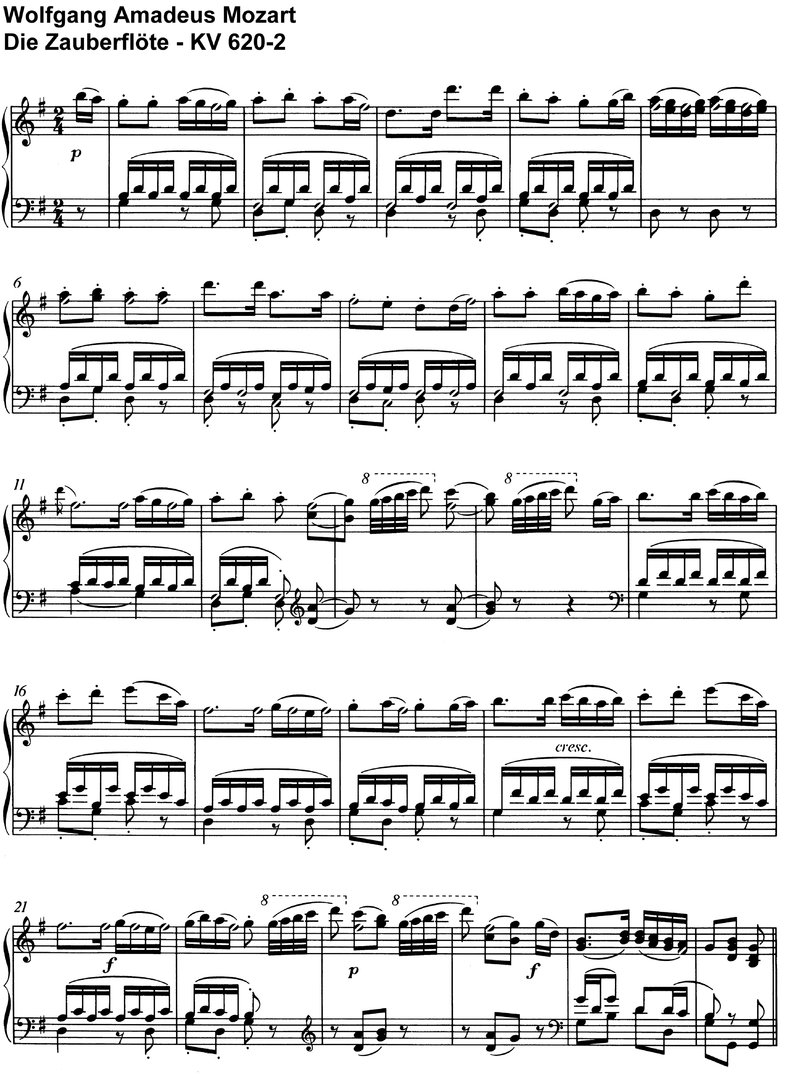 Mozart - Die Zauberflöte - KV 620 - 34 Pages