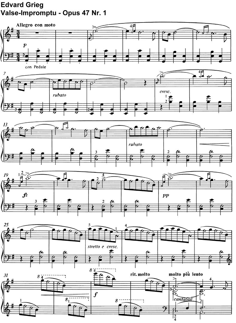 Grieg, Edvard - Opus 47 - 20 Seiten