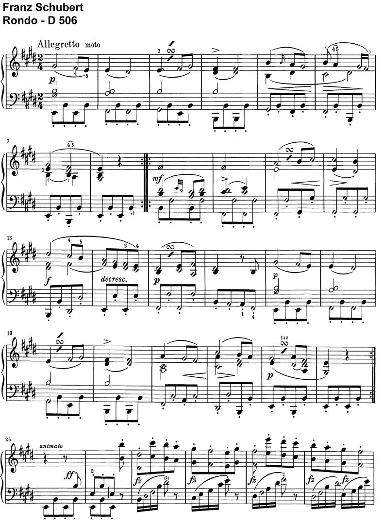 Schubert - Rondo - D 506 - 9 Seiten
