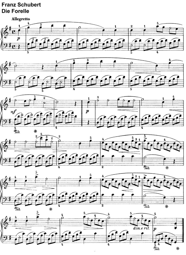 Schubert, Franz - Die Forelle - 1 Seite