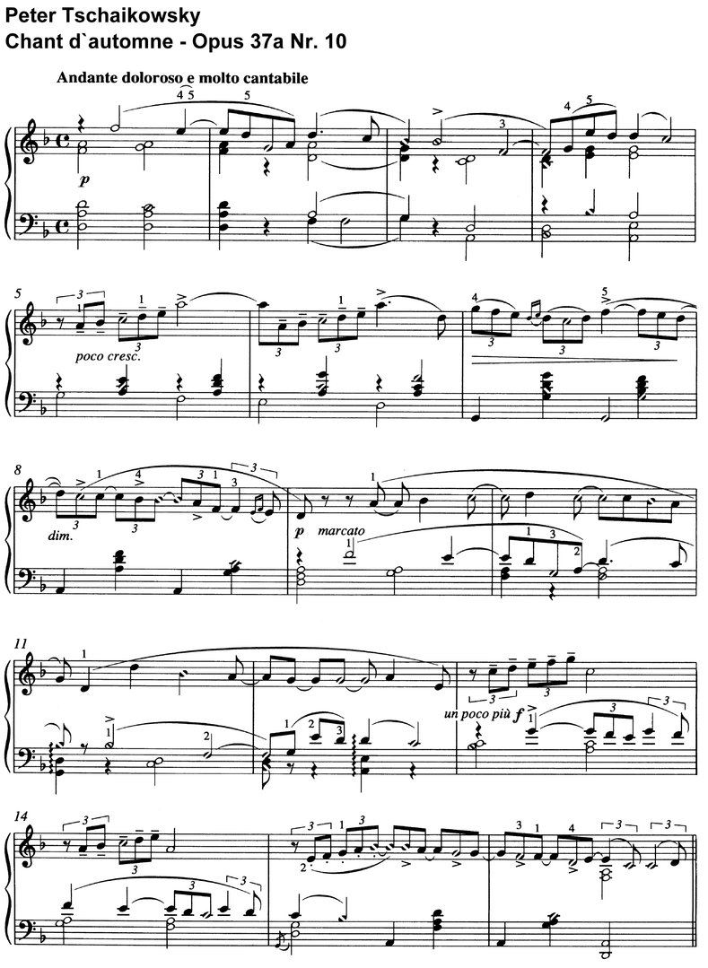 Tschaikowsky - Chant d automne - Opus 37 a Nr 10 - 3 Seiten