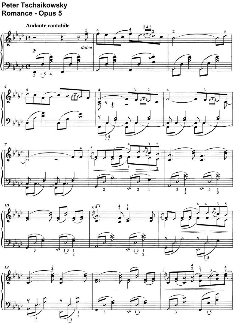 Tschaikowsky - Romance - Opus 5 - 6 pages