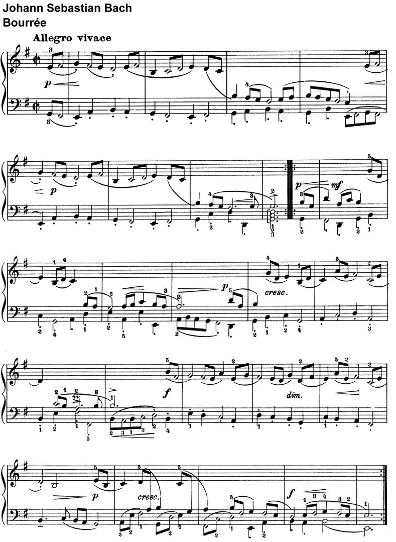 Bach, Johann Sebastian - 2 Bourrees - 2 Seiten