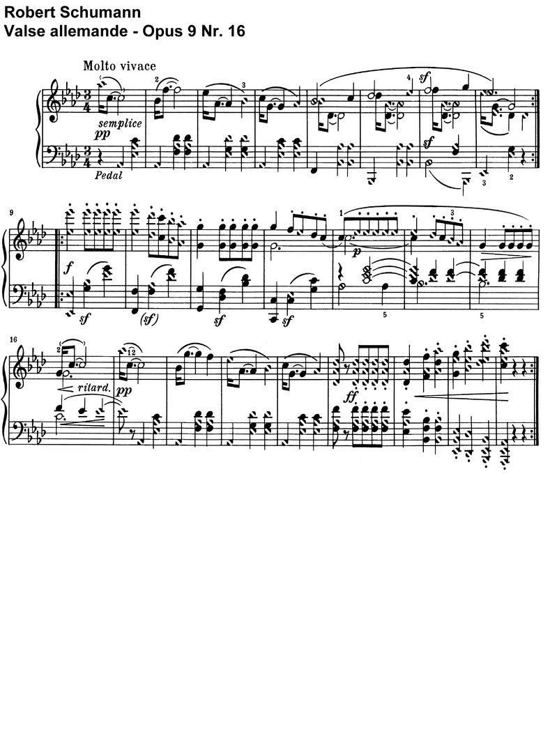 Schumann - Valse allemande - Opus 9-16 - 1 Page