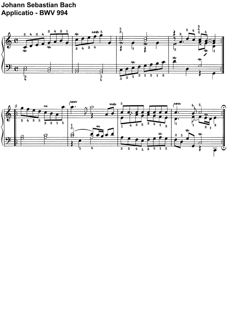 Bach, J S - Applicatio - BWV 994 - 1 Page