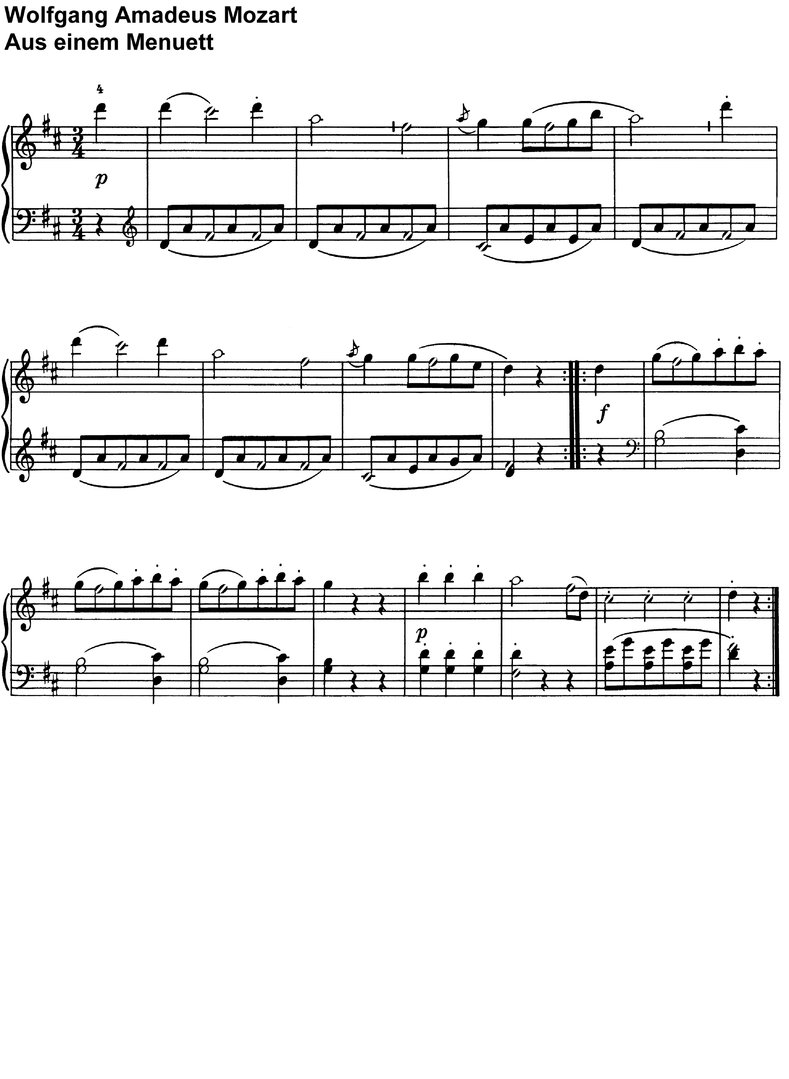 Mozart - Aus einem Menuett - 1 Seite
