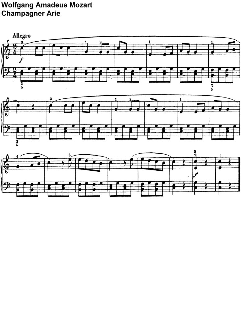Mozart - Champagner Arie - 1 Page