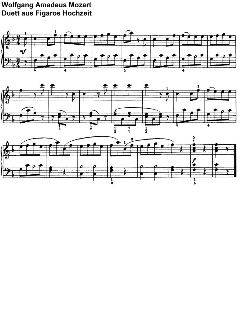 Mozart - Duett aus Figaros Hochzeit - 1 Seite