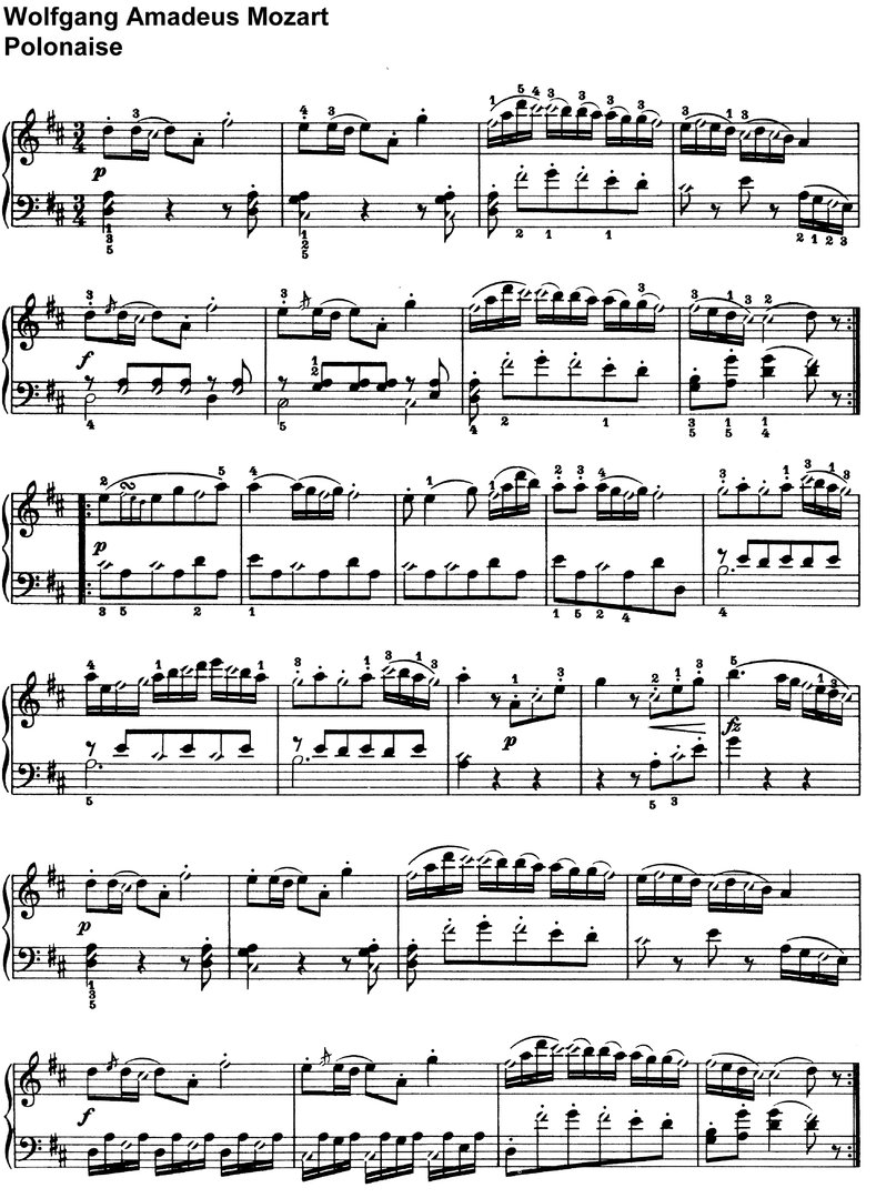 Mozart - Polonaise - 1 Seite