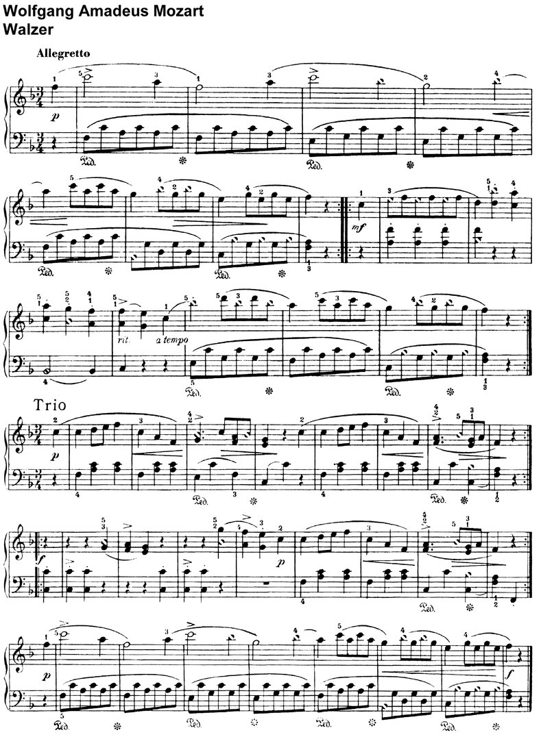 Mozart, Wolfgang Amadeus - Walzer - 1 Page
