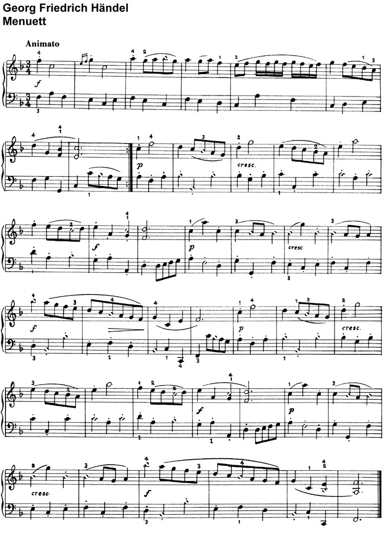Händel, Georg - 2 Menuette - 2 Seiten