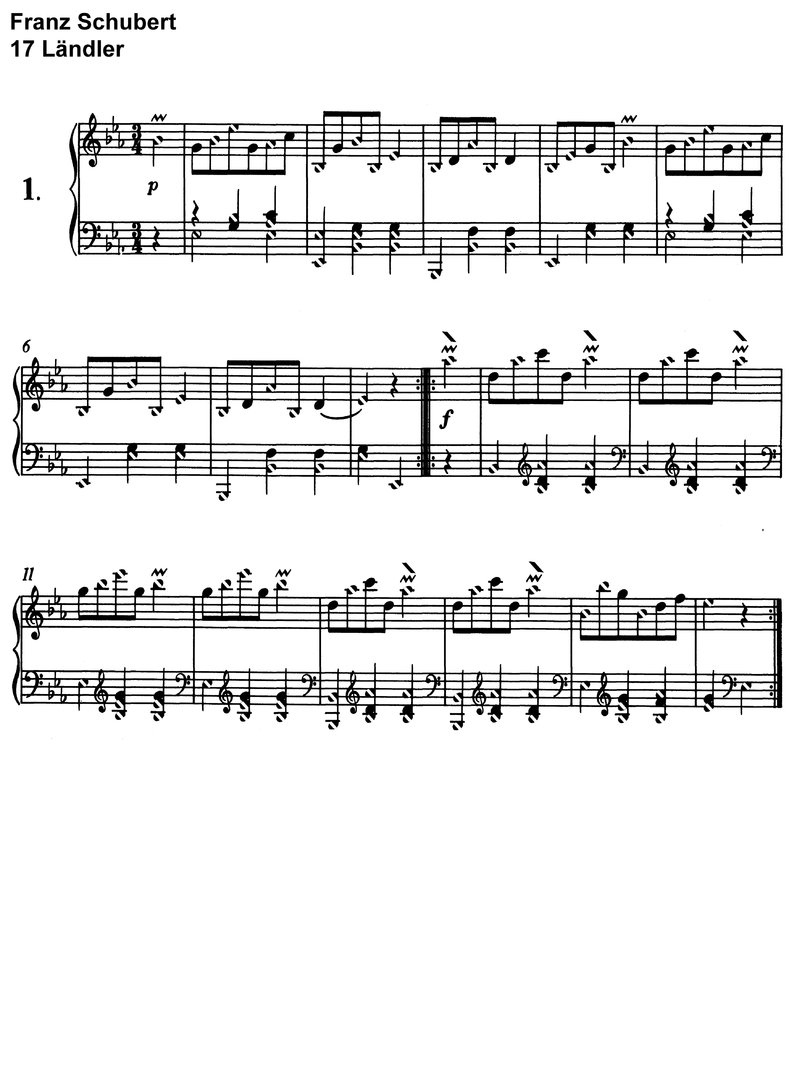 Franz Schubert - 17 Ländler D 145 - 8 pages