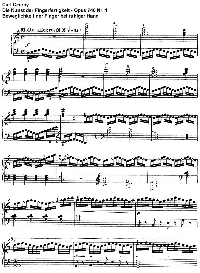 Carl Czerny - piano exercises - sheet download
